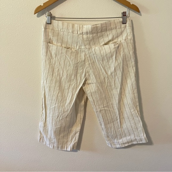 Rawganique Elastic-Free Hemp Bermuda Shorts Natural Ivory Stripes Breathable-S - Picture 2 of 9